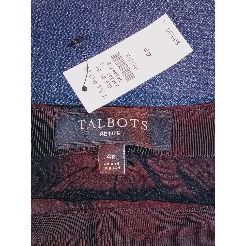 Talbots Straight Skirt Women's Size 4P- Black/Blue Plaid Stripe Wool Blend Lined - Picture 3 of 9
